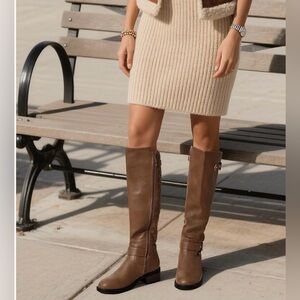 Dream Pairs Women's Knee High Wide Calf Low Heel Riding Boots Tall Boots